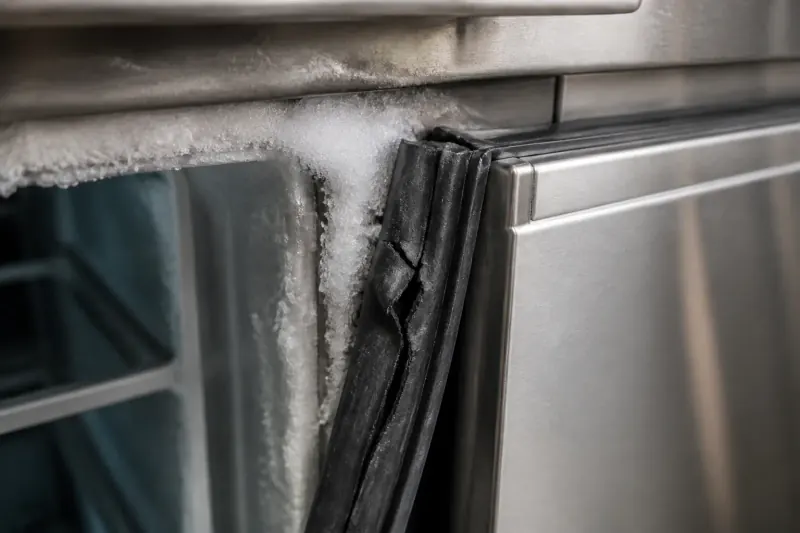 Worn freezer door gasket on an established Leesburg home refrigerator